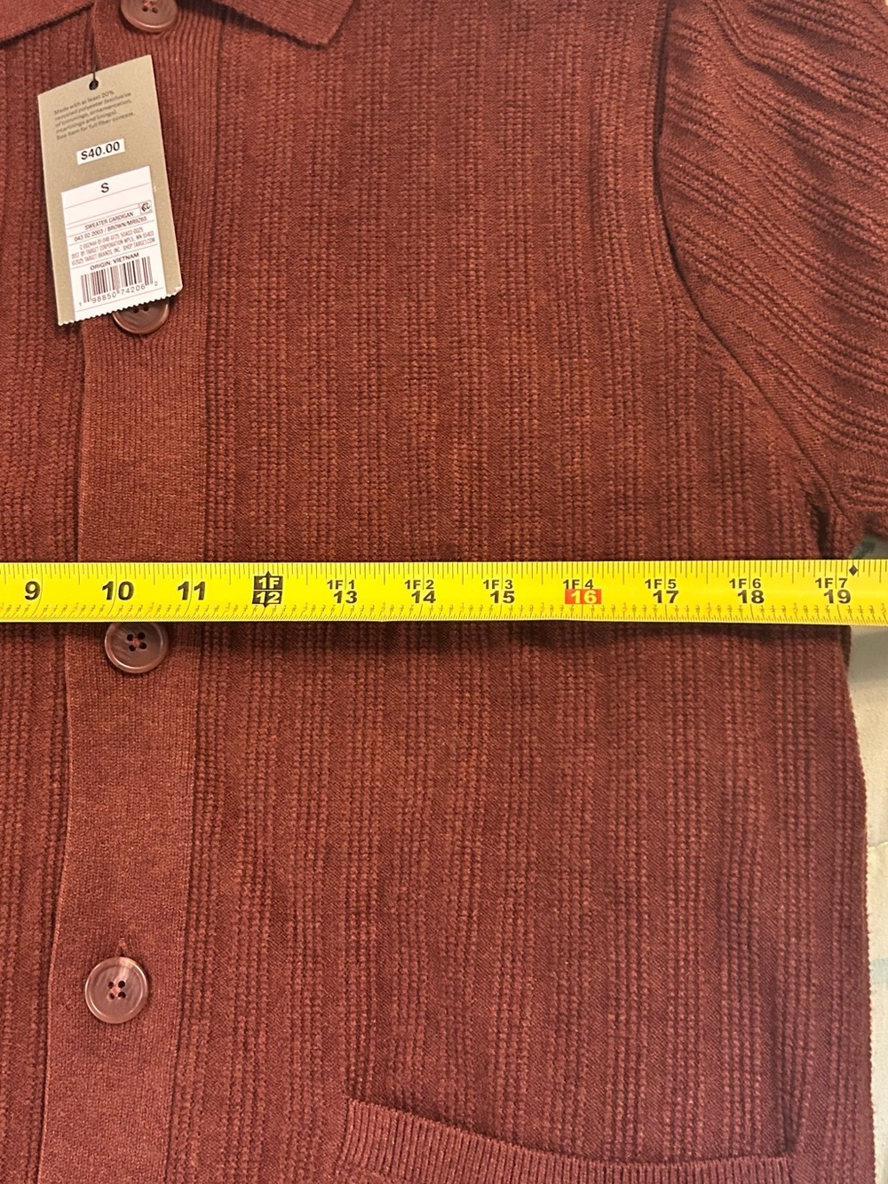 Goodfellow & Co Brown Ribbed Button-Up Cardigan - Picture 3 of 4